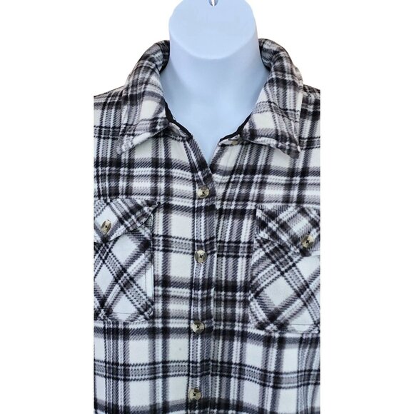 Sage Collective Plaid Sherpa-Lined Flannel Jacket boho cottagecore soft warm - Picture 3 of 9